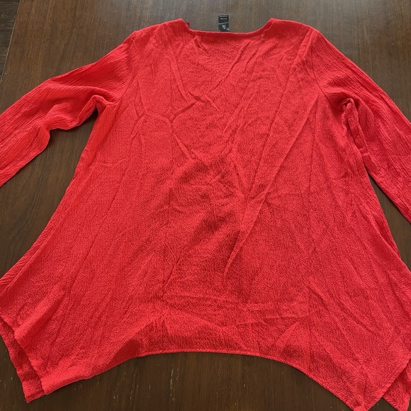 Ali Miles Women's Button Front Red Tunic Blouse XL 3/4 Sleeves Lagenlook Art - Picture 11 of 11